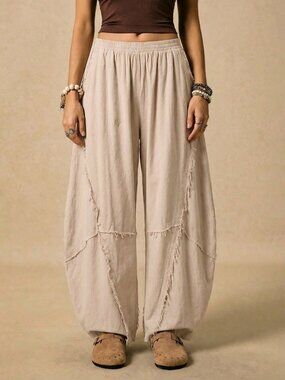 Khaki Boho Women's Western Harem Pants